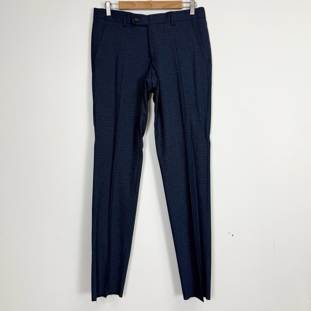 NEW Ted Baker London Pants Mens 31 S Navy Blue Plaid Jerome Dress Pant NWOT